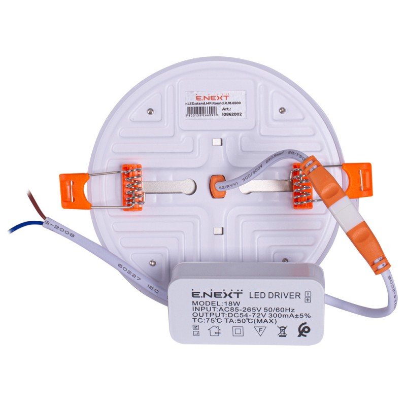 Світильник світлодіодний вбудований e.LED.stand.MP.Round.R.18.6500 коло 18Вт 6500К 1620Лм