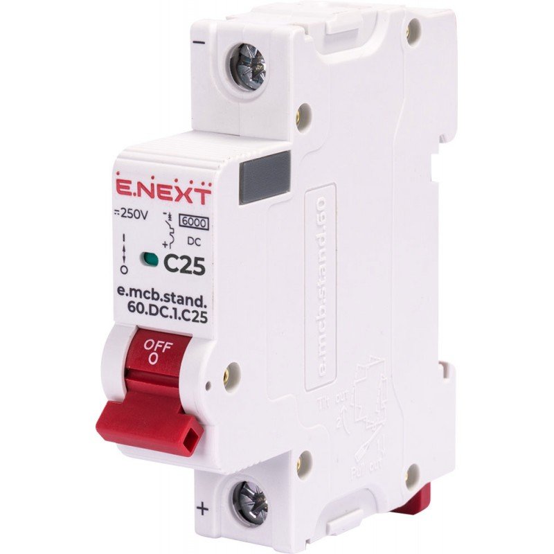 Модульний автоматичний вимикач e.mcb.stand.60.DC.1.C25, 1р, 25А, C, 6кА, DC