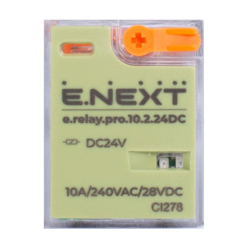 Реле проміжне e.relay.pro.10.2.24DC, 10А, 2 групи контактів, котушка 24В DC