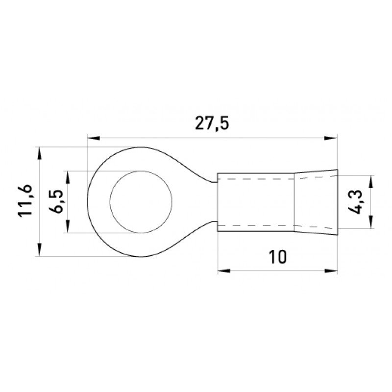 Ізольований наконечник e.terminal.stand.rv1.1,25.6.yellow 0.5-1.5 кв.мм, жовтий