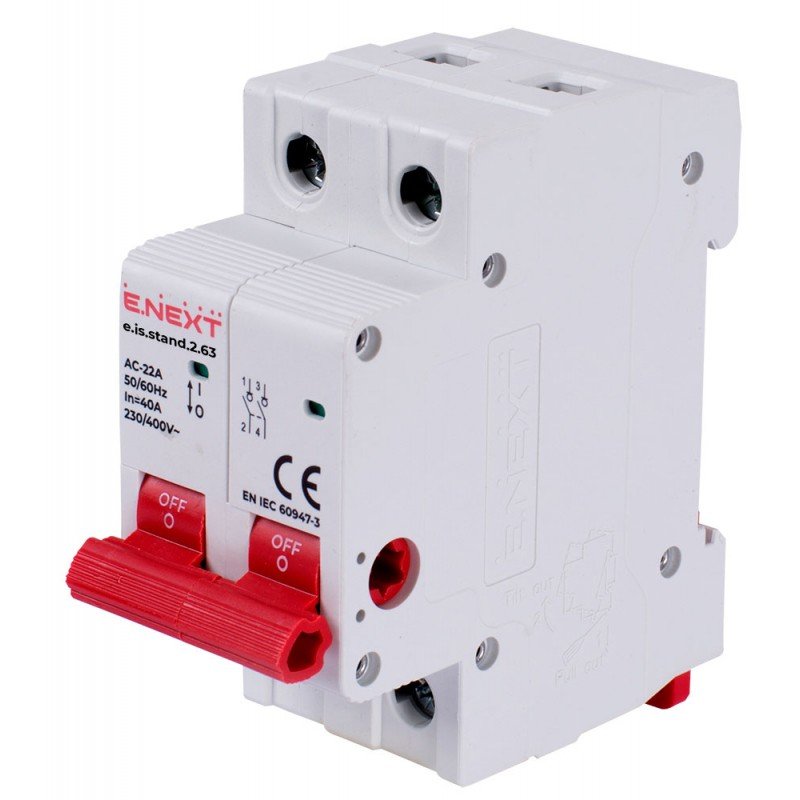 Вимикач навантаження на DIN-рейку e.is.stand.2.63, 2р, 63А