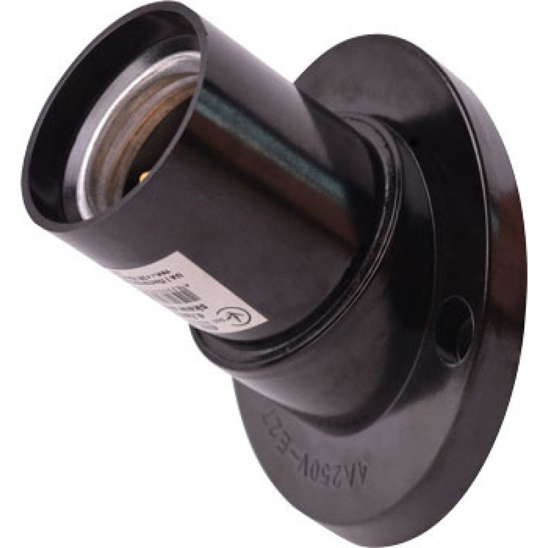 Патрон бакелітовий e.lamp socket wall skew side.E27.bk.black, настінний, Е27, зміщений, чорний