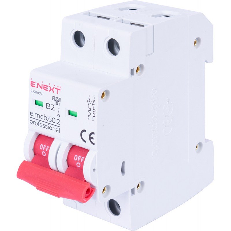 Модульний автоматичний вимикач e.mcb.pro.60.2.B 2 new, 2р, 2А, В, 6кА, new