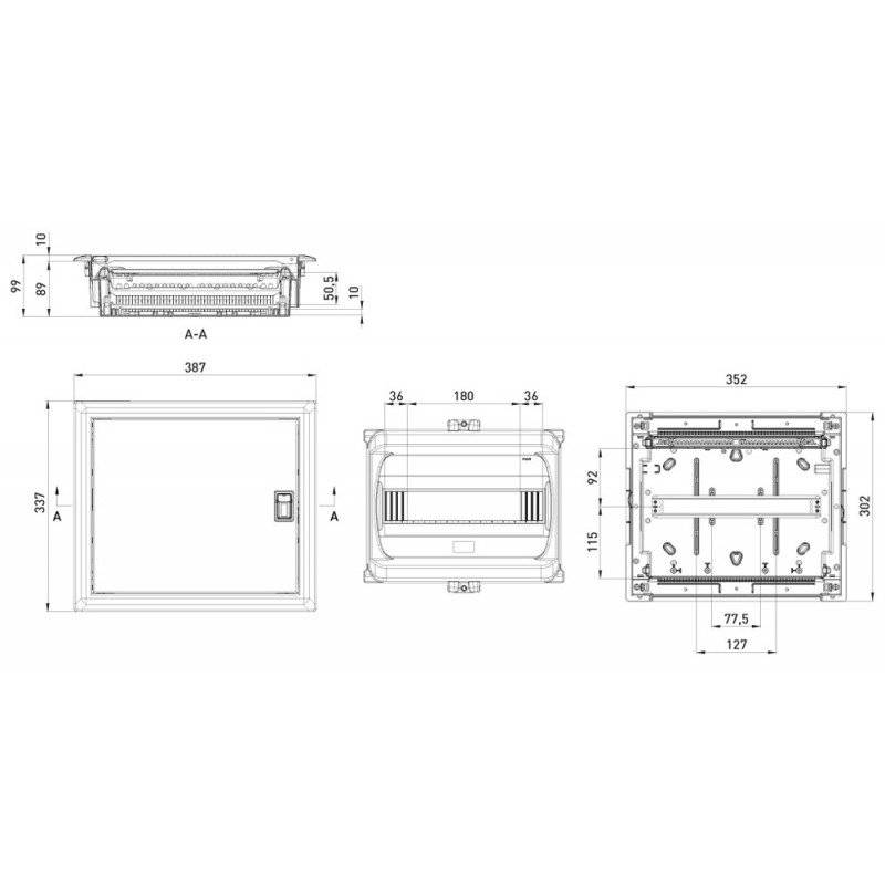 Корпус пластиковий на 14 модулів e.plbox.industrial.w.14 вбудованний, IP40