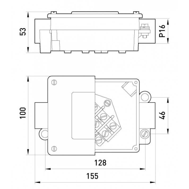 Коробка розподільча металева Р16/2, IP 44, 400 B, 5*6