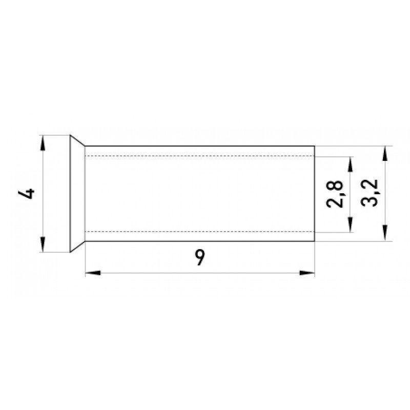 Неізольований наконечник e.terminal.stand.en.4.9 4,0 кв.мм, L=9 мм