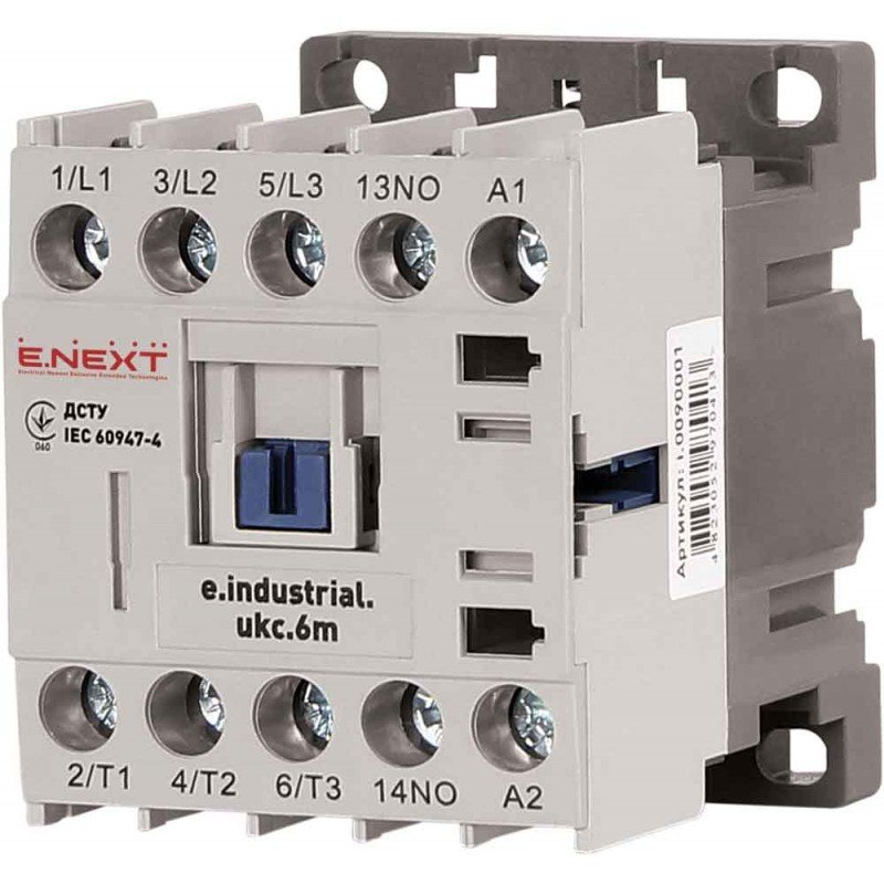 Контактор e.industrial.ukc.6M.220, 6А, 220В, no, малогабаритний