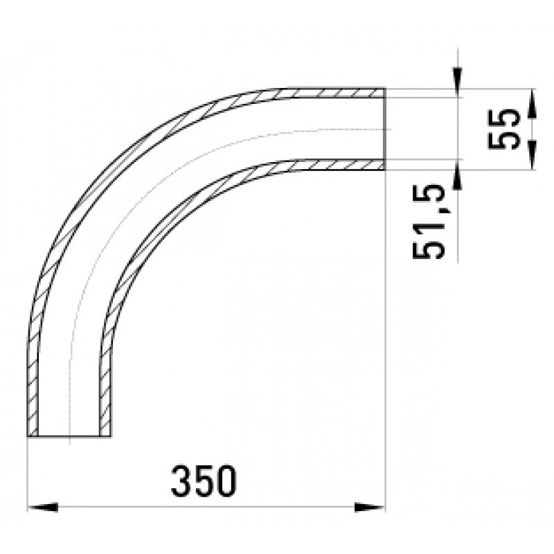 Кутовий з'єднувач металевий e.industrial.pipe.angle.2" без різьби, 90 град.