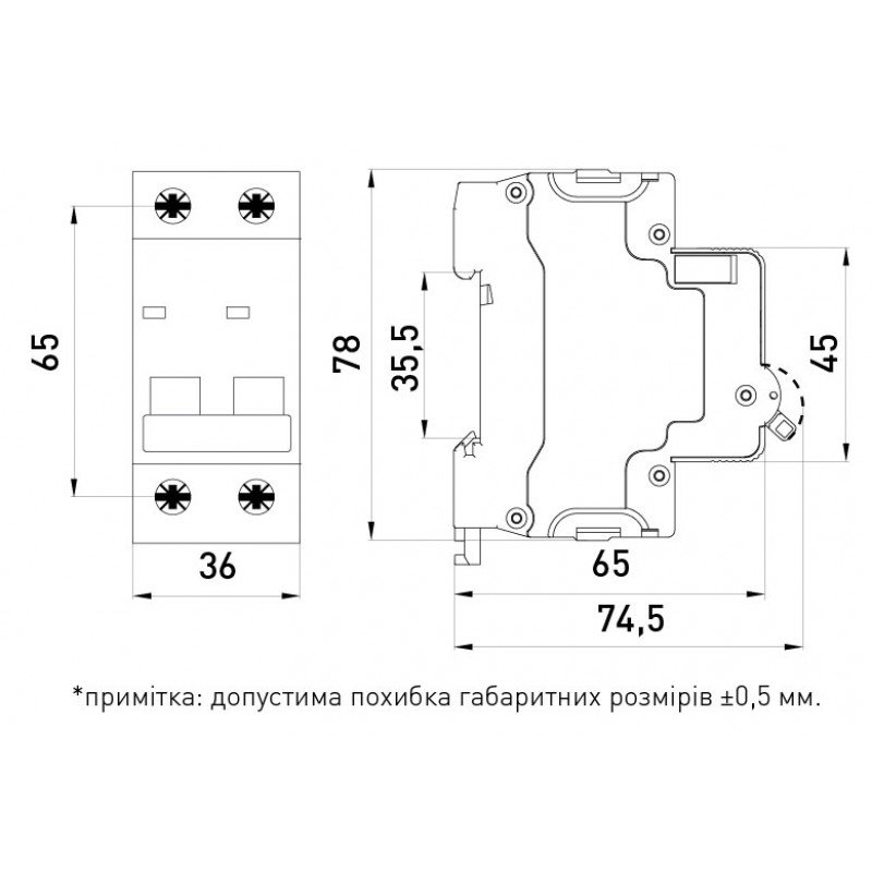 Модульний автоматичний вимикач e.mcb.stand.60.2.D40, 2р, 40А, D, 6кА