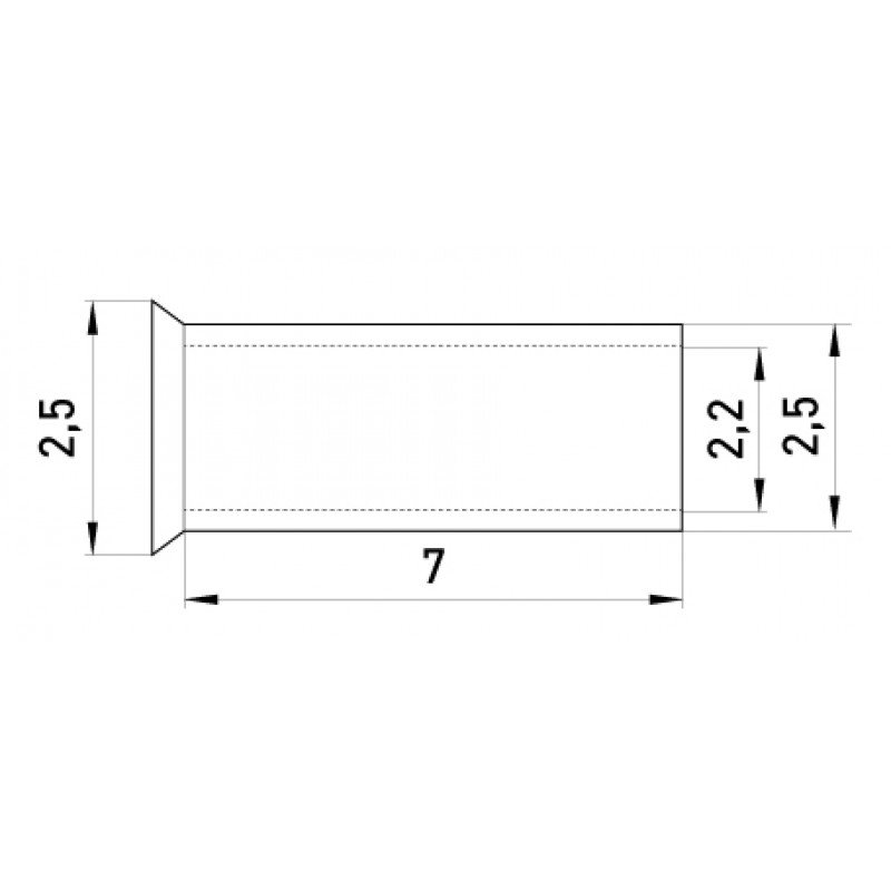 Неізольований наконечник e.terminal.stand.en.2.5.7 2,5 кв.мм, L=7 мм