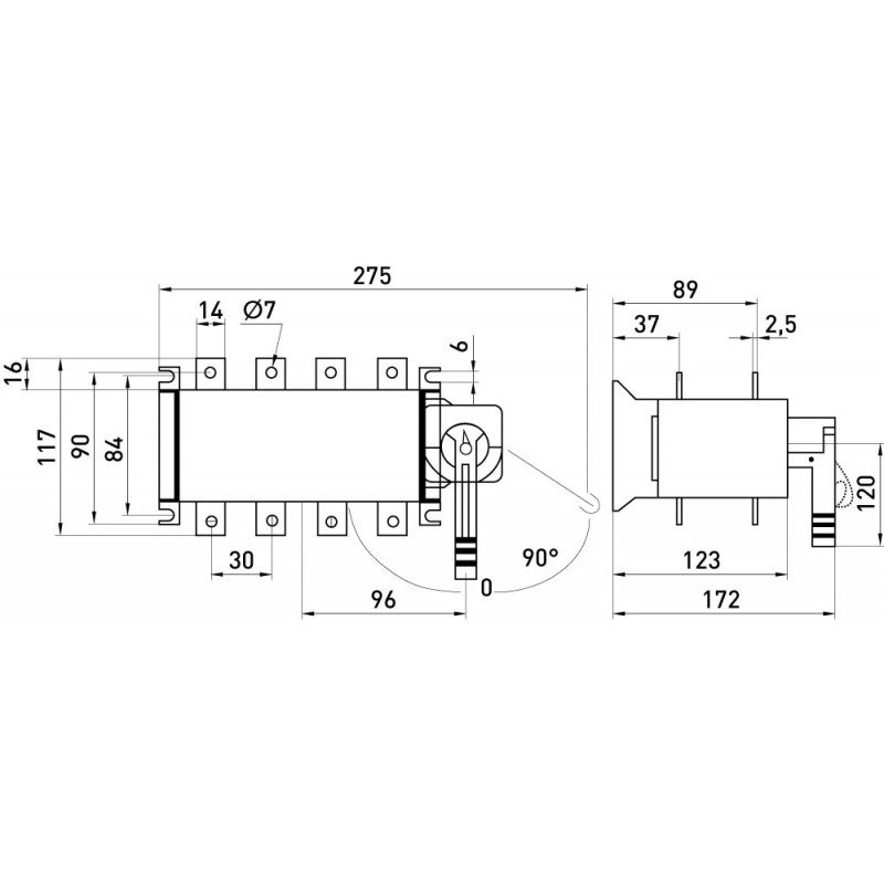 Перемикач навантаження e.industrial.lbs.1-0-2.3.100, 3P, 100А