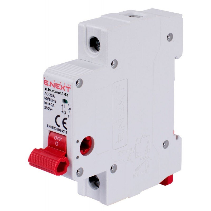 Вимикач навантаження на DIN-рейку e.is.stand.1.63, 1р, 63А