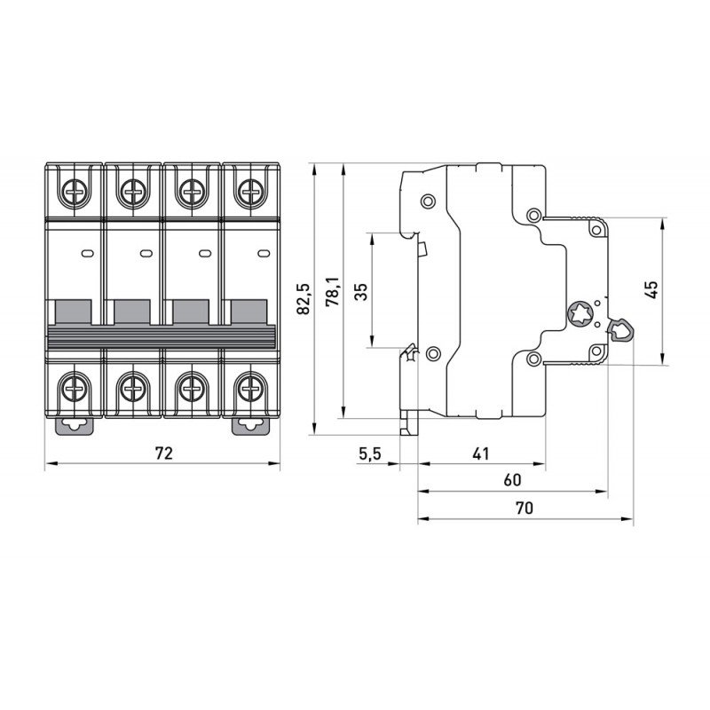 Вимикач навантаження на DIN-рейку e.is.stand.4.63, 4р, 63А