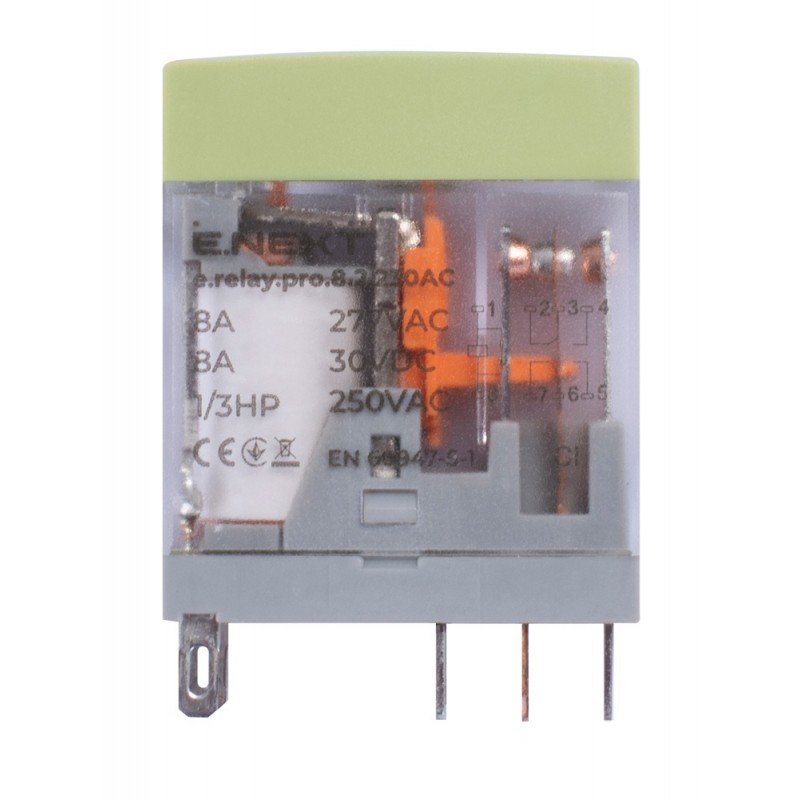 Реле проміжне e.relay.pro.8.2.230AC, 8А, 2 групи контактів, котушка 230В АC