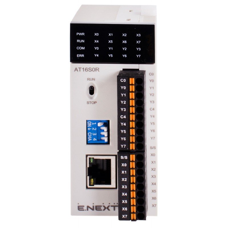 Програмований логічний контролер серії АT 24В 8(2шт 200кГц)DI 8DO (relay) 1 RS485 1 Ethernet
