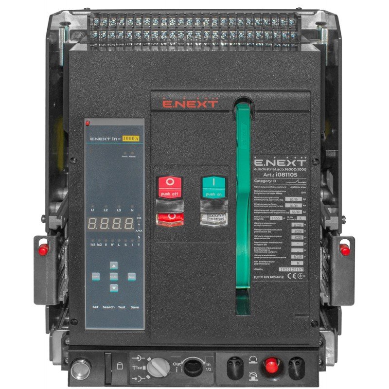 Повітряний автоматичний вимикач e.industrial.acb.3200D.3200, викатний, 0,4кВ, 3Р, електронний розчіплювач, мотор-привід та РН