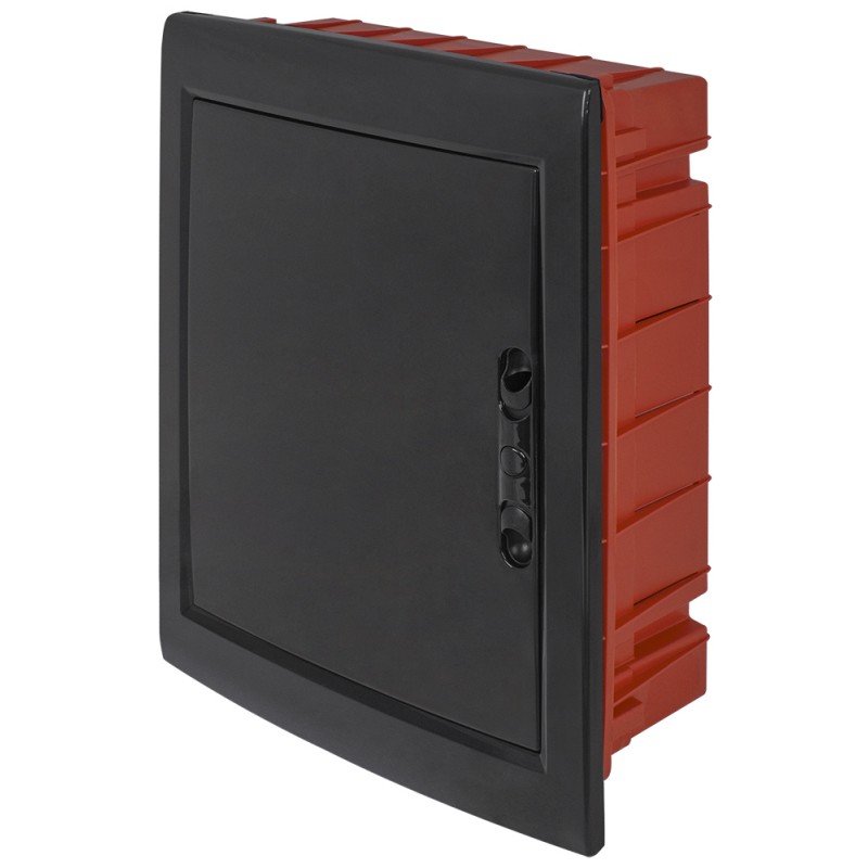 Корпус пластиковий на 24 модулів e.plbox.pro.w.24b.black вбудованний, чорний з непрозорими дверцятами IP40