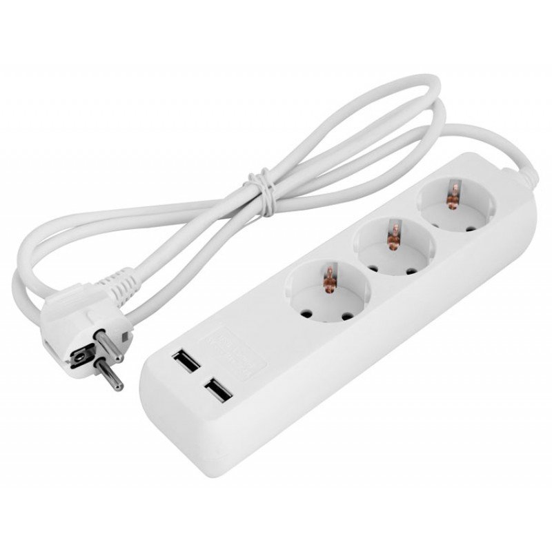 Подовжувач e.es.3.1.5.z.b.2.usb 3 гнізда, 1.5м, з з/к з USB-зарядкою, baby protect