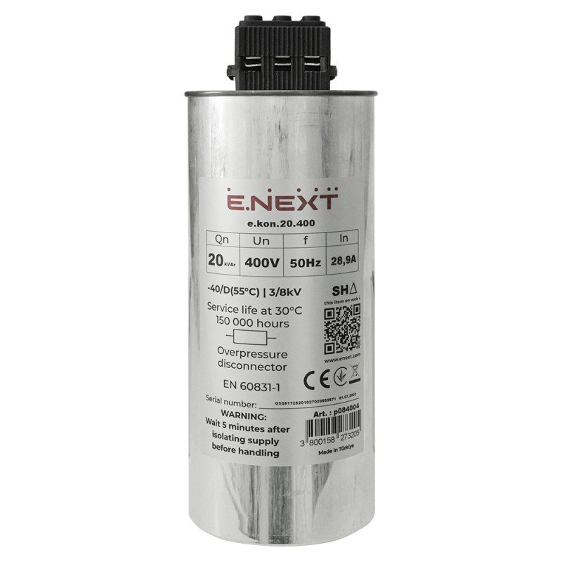 Конденсатор e.kon.20.400 20кВАр 400В трифазний самовідновлювальний циліндричний