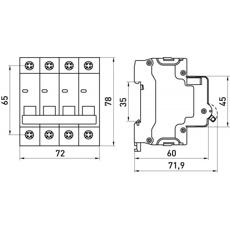 Модульний автоматичний вимикач e.mcb.stand.60.4.C10, 4р, 10А, C, 6кА