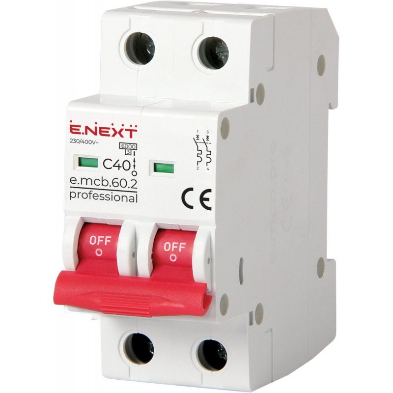 Модульний автоматичний вимикач e.mcb.pro.60.2.C 40 new, 2р, 40А, C, 6кА new