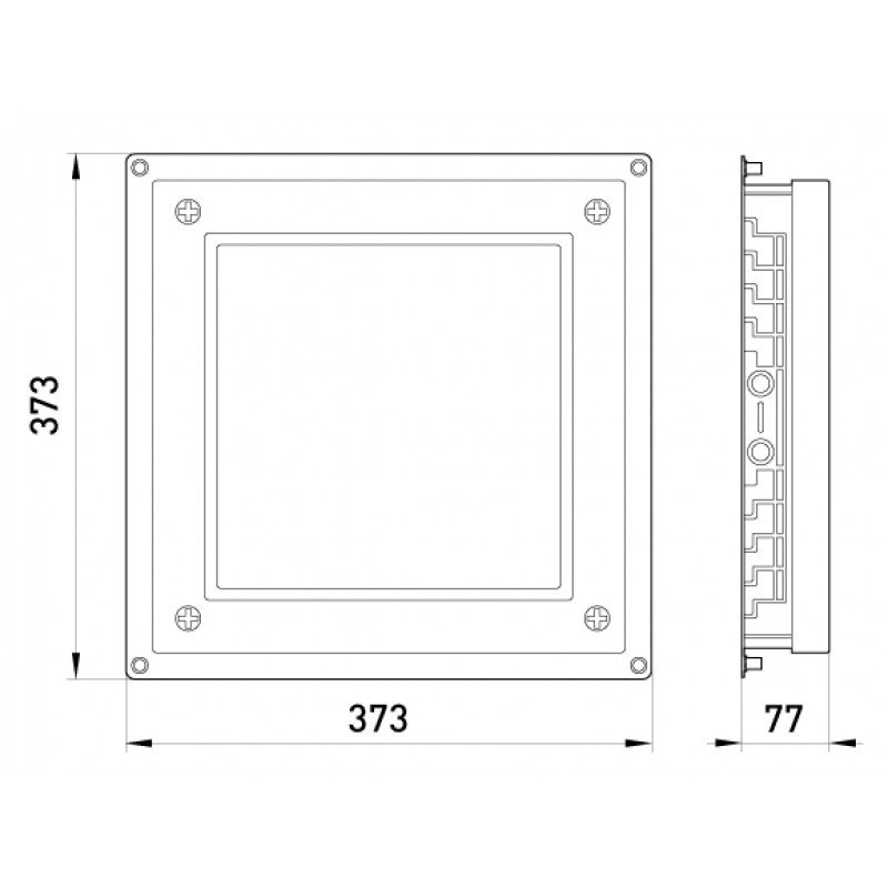 Коробка ADK-M 373х373х77 мм під люк для підпідлогового кабель-каналу H 30-40 мм товщ 2 мм