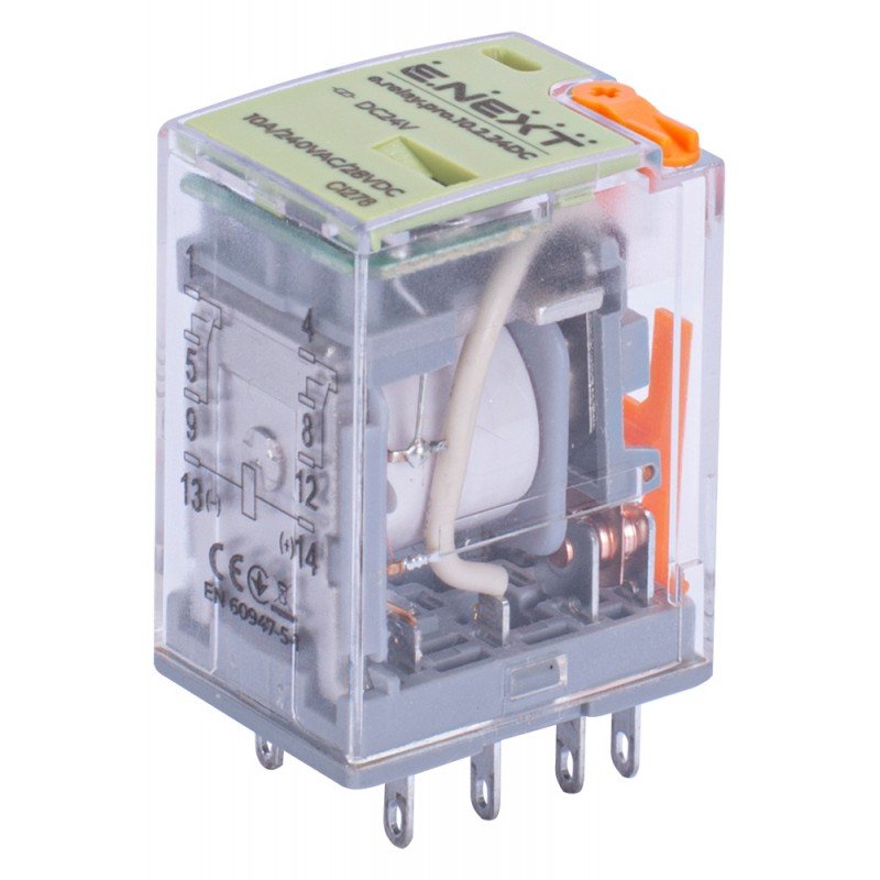 Реле проміжне e.relay.pro.10.2.24DC, 10А, 2 групи контактів, котушка 24В DC