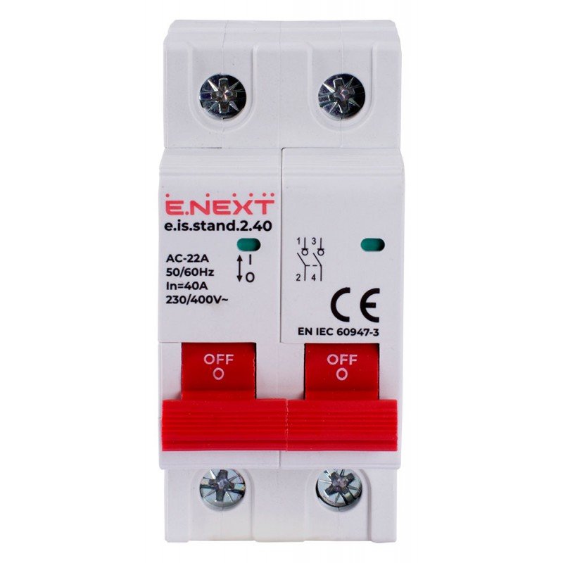 Вимикач навантаження на DIN-рейку e.is.stand.2.40, 2р, 40А