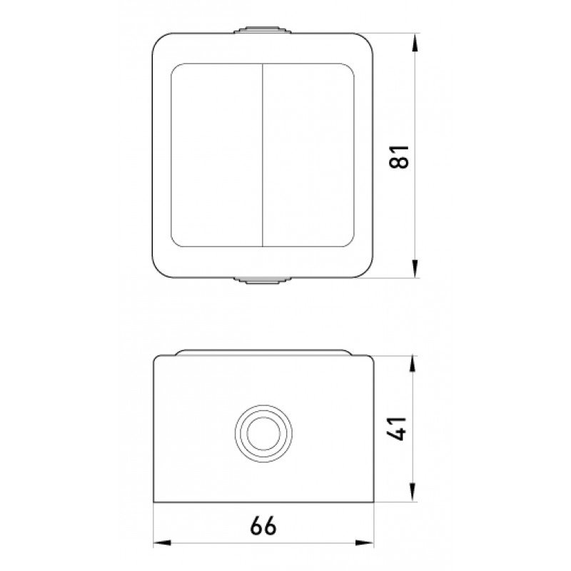 Вимикач двохклавішний e.dew.1112.gr для зовнішнього монтажу, IP 44.
