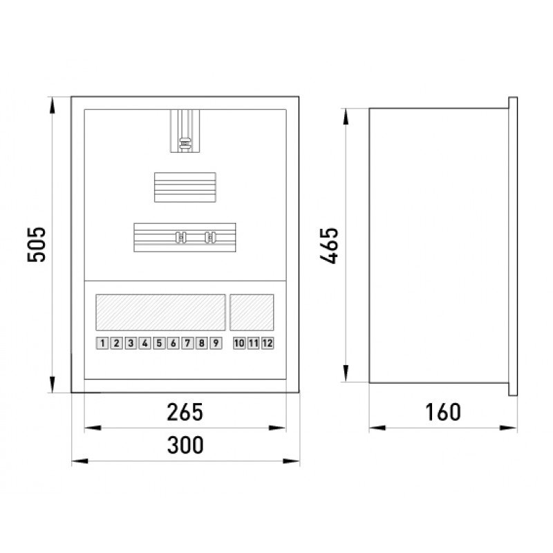Корпус e.mbox.stand.w.f3.12.z металевий, під 3-ф. лічильник, 12 мод., що вбудовується, з замком