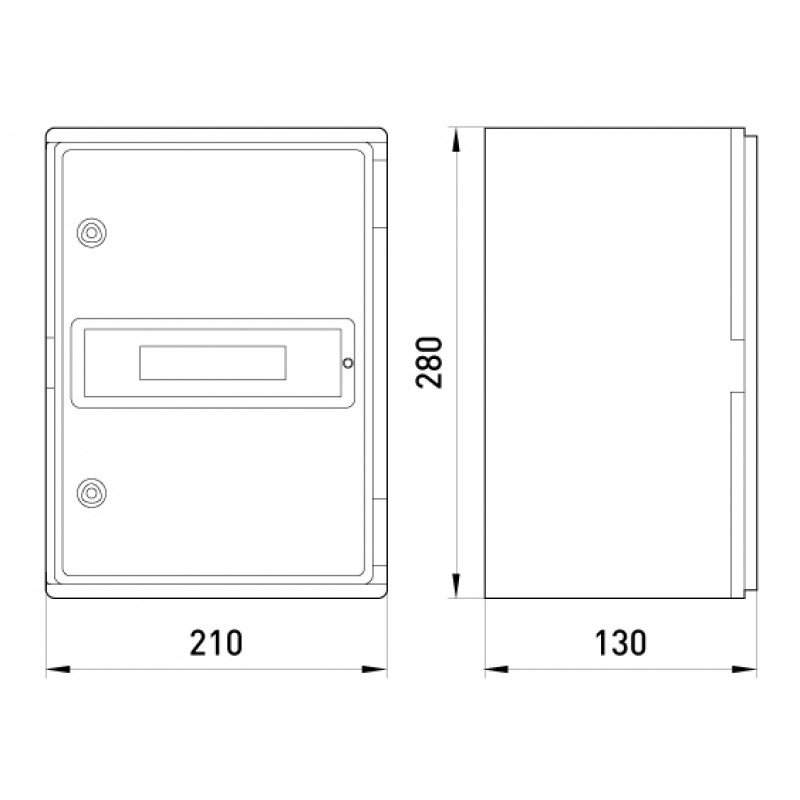 Корпус удароміцний з АБС-пластика e.plbox.210.280.130.8m.blank, 210х280х130мм, IP65 з панеллю під 8 модулів