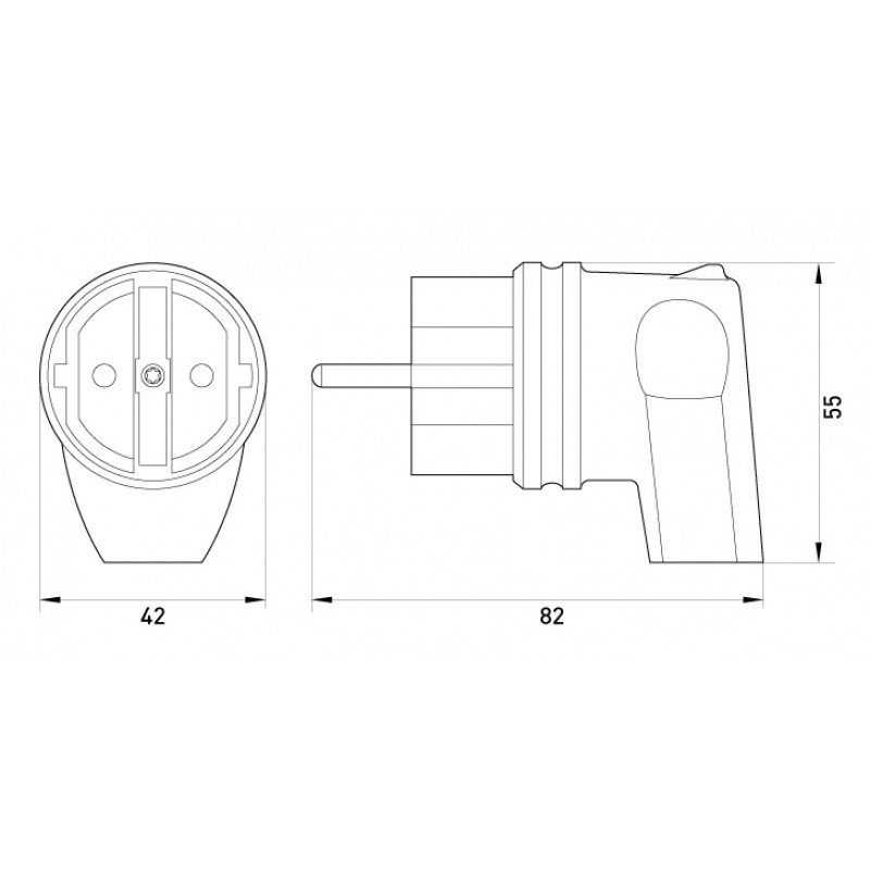 Вилка кутова каучукова e.plug.rubber.angle.027.16, з з/к, 16А