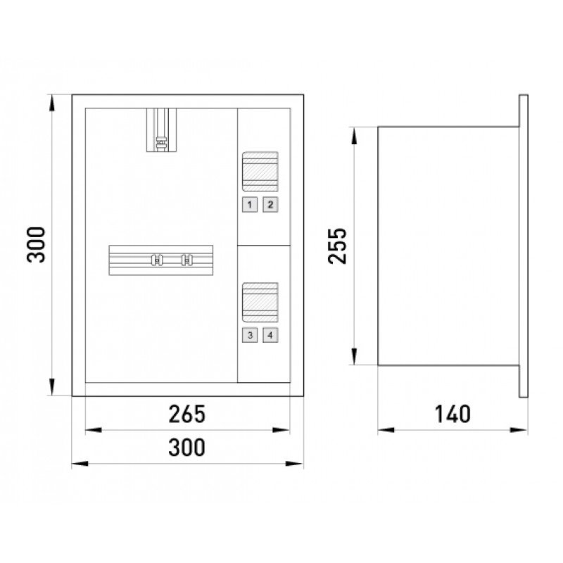 Корпус e.mbox.stand.w.f1.04.z металевий, під 1-ф. лічильник, 4 мод., що вбудовується, з замком