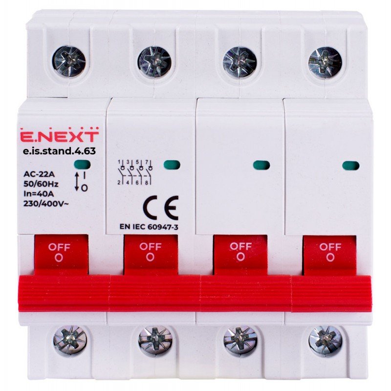 Вимикач навантаження на DIN-рейку e.is.stand.4.63, 4р, 63А