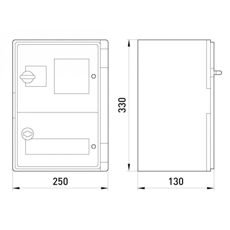 Корпус удароміцний з АБС-пластика e.plbox.250.330.130.1f.2m.blank, 250х330х130мм, IP65 з панеллю під 1- фазний лічильник та 2 модулі