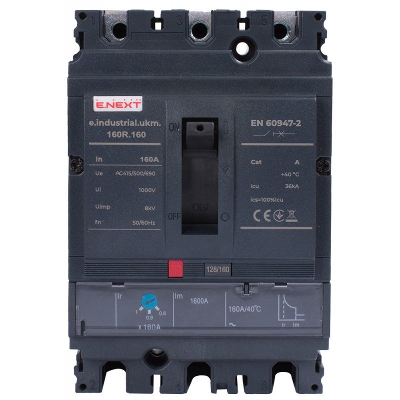 Силовий автоматичний вимикач e.industrial.ukm.160R.160 з регулюванням, 3р, 160А