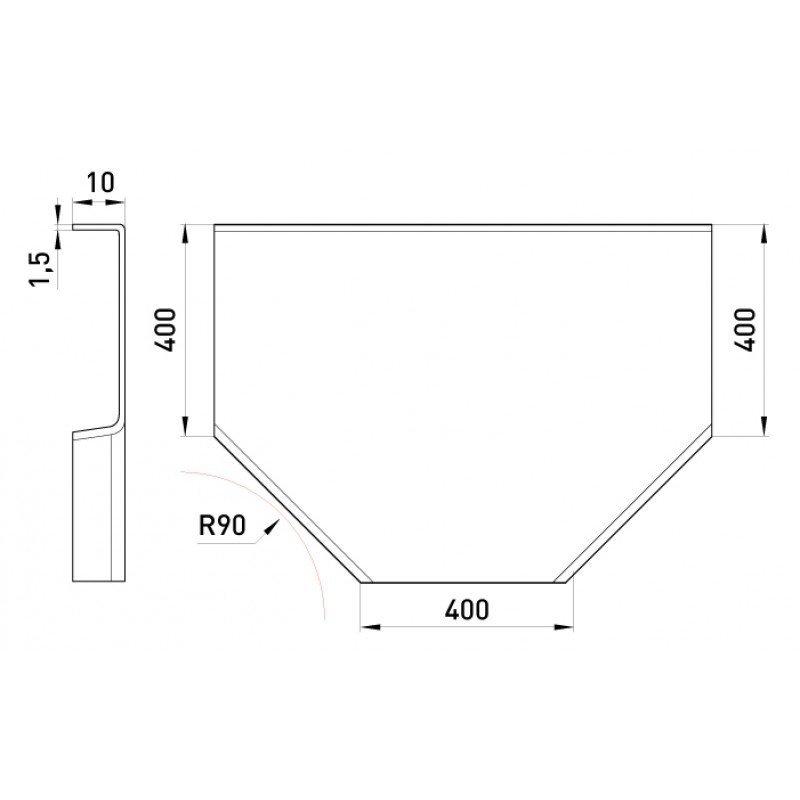 Кришка Т-відводу горизонтального 90 град 400 мм