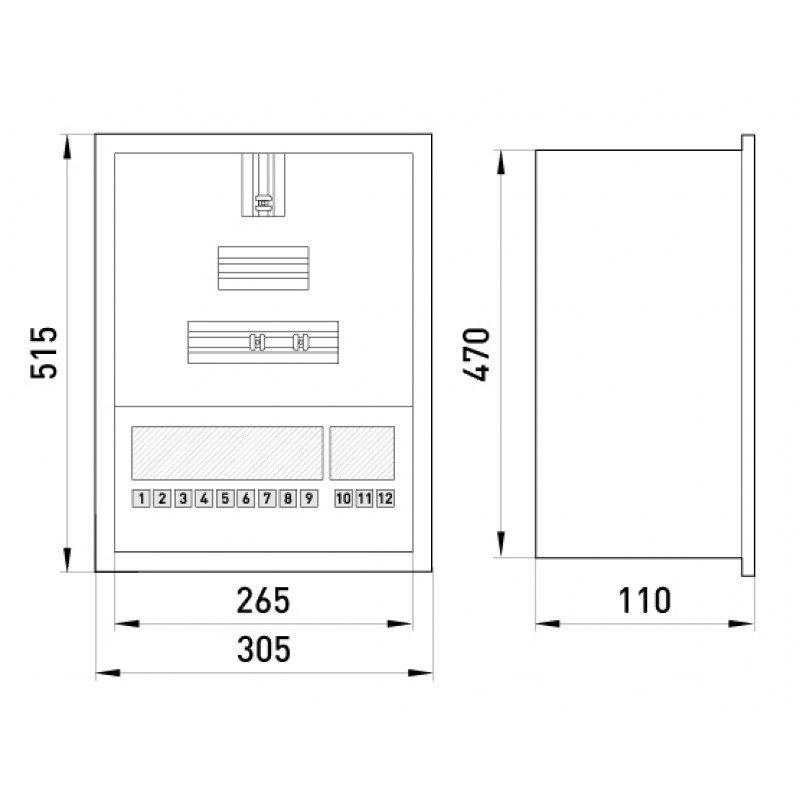 Корпус e.mbox.stand.w.f3.12.z.e металевий, під 3-ф. електронний лічильник, 12 мод., що вбудовується, з замком