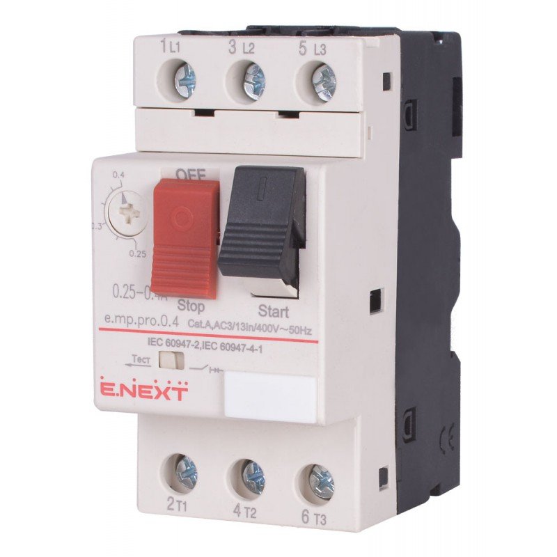 Автоматичний вимикач захисту двигуна e.mp.pro.0.4, 0,25-0,4А