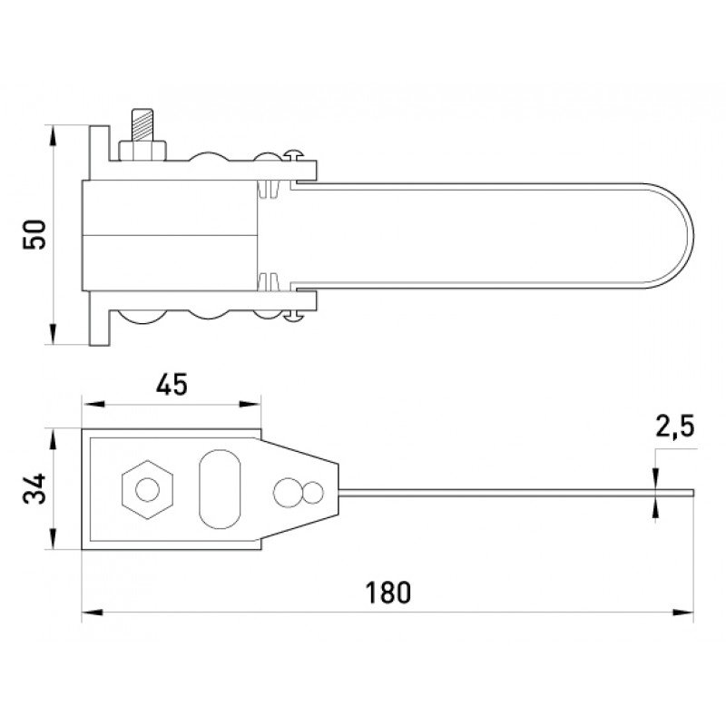 Анкерний ізольований затискач e.i.clamp.si.2.16.35, з проволочною скобою