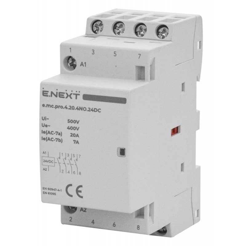 Модульний контактор e.mc.pro.4.20.4NO.24DC, 4р, 20А, 4NO, 24В