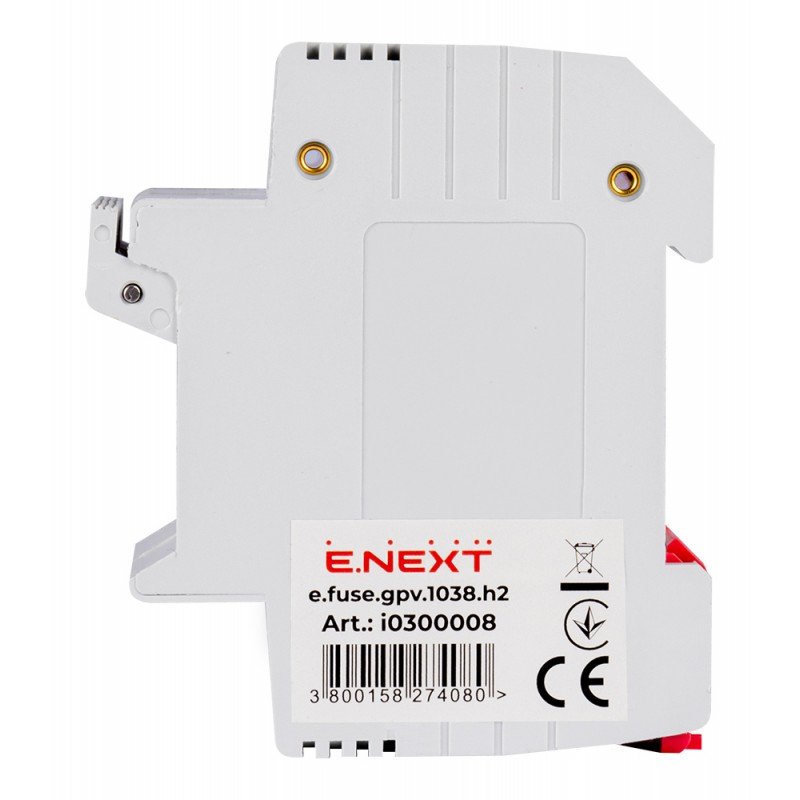 Утримувач запобіжника на DIN-рейку e.fuse.gpv.1038.h2, gPV, під запобіжник 10х38, 2р, 32А