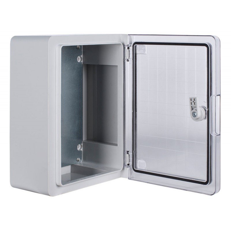 Корпус з ABS-пластику e.plbox.pro.p.33.25.14.tr з прозорими дверцятами 330x250x140мм ІР65