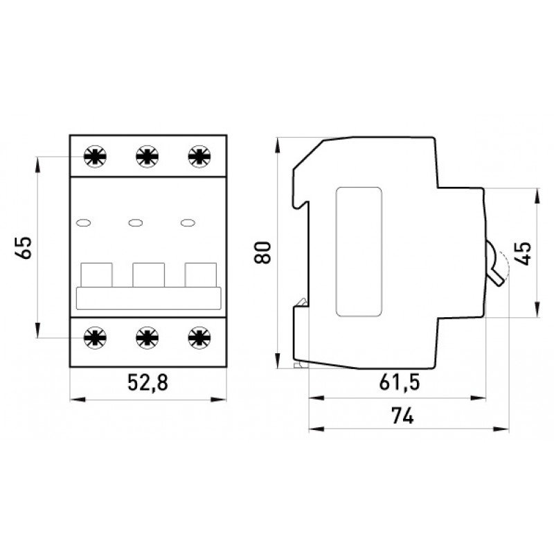 Модульний автоматичний вимикач e.mcb.stand.45.3.B63, 3р, 63А, В, 4,5 кА