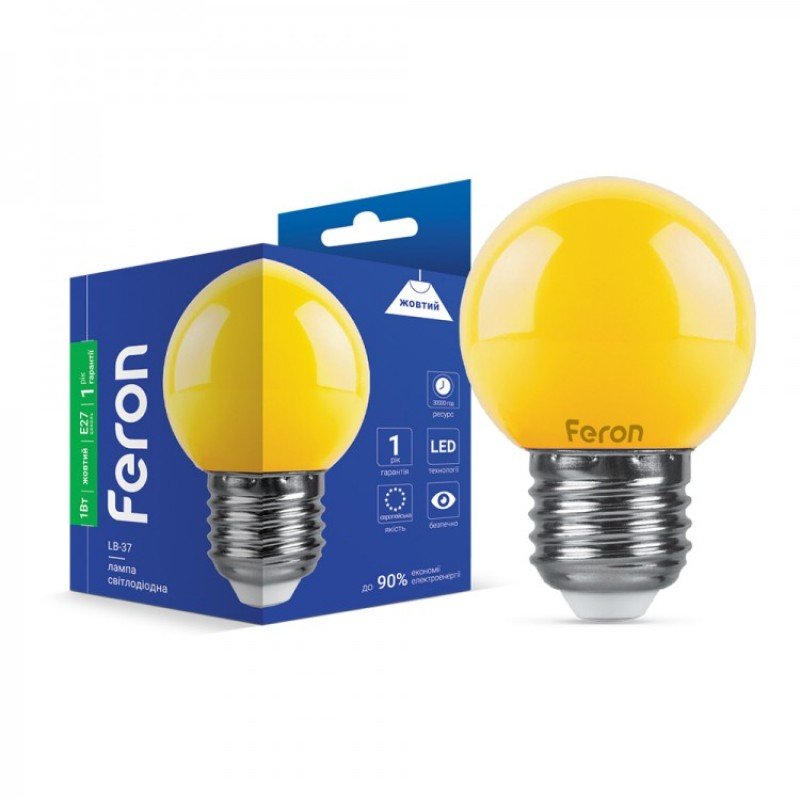 Світлодіодна лампа Feron LB-37 1 E27 жовта