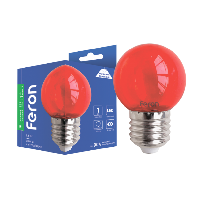 Світлодіодна декоративна лампа Feron LB-37 1 E27 червона прозора