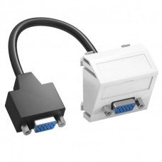 Розетка VGA (HD15) modul 45 з кабелем підключення, кутова / біла