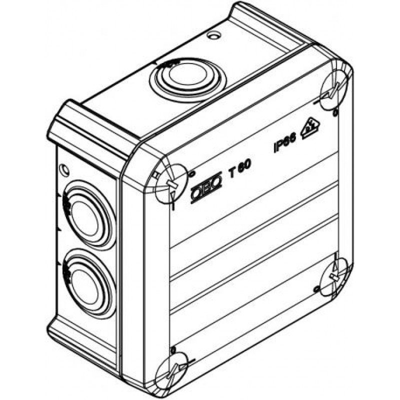 Коробка розподільча Т-серії з кабельними вводами, 114х114х57, ІР66, ультрафіолетостійкий, ударостійкий поліпропілен