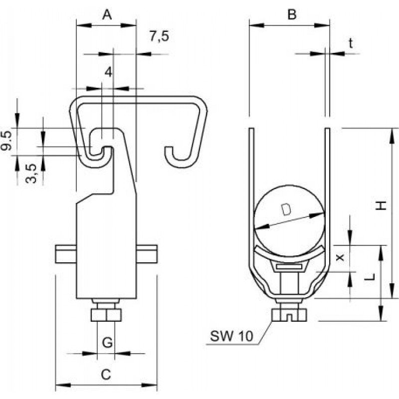 Затискна скоба 12-16мм, накидна, FT (40-60 мкм)