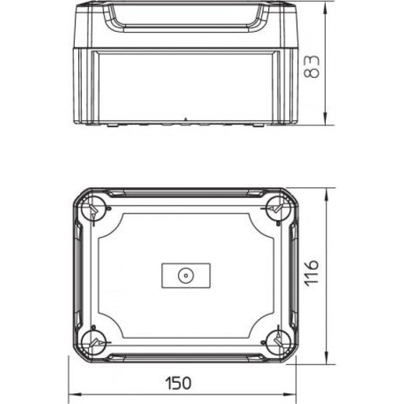 Коробка розподільча Т-серії без кабельних вводів з прозорою кришкою, 150х116х83, ІР66, ультрафіолетостійкий, ударостійкий поліпропілен